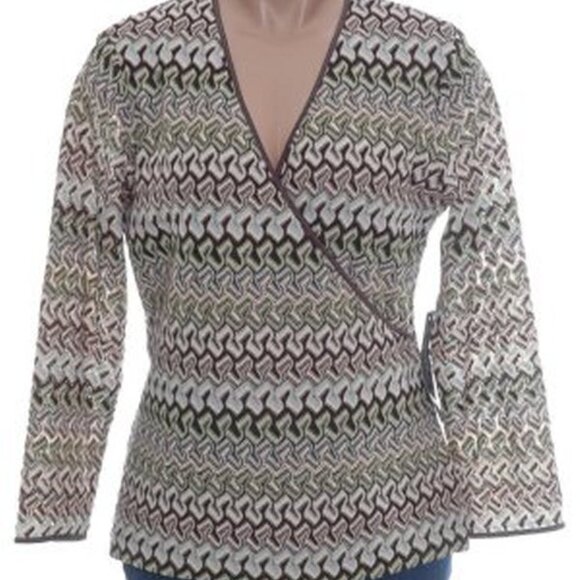 JONES NEW YORK Textured Wrap Top - Med - NEW - Picture 8 of 8